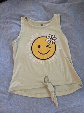 Positive Vibes Only Tie-Front Tank Top - Light Green